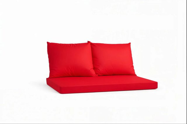Setgarden Triple Outdoor Palettenkissen Set in Rot mit Sitzkissen und 2 Rückenkissen, B/T/H: 120 x 40 x 10 cm und 60 x 50 cm - Bild 1