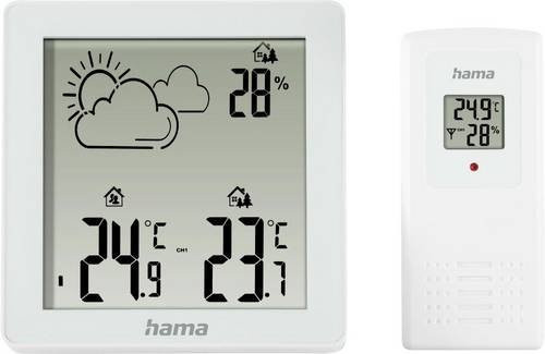 Hama Zakynthos Funk-Wetterstation mit Thermometer, Hygrometer und Außensensor in Weiß - Bild 1