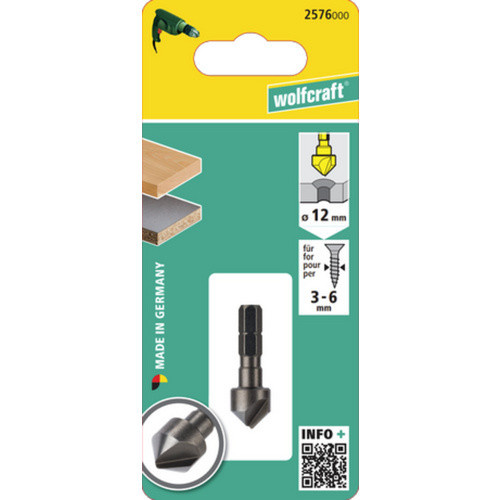 Wolfcraft Senker mit 1/4-Zoll-Sechskant, Durchmesser: 12 mm, Schwarz - Bild 2