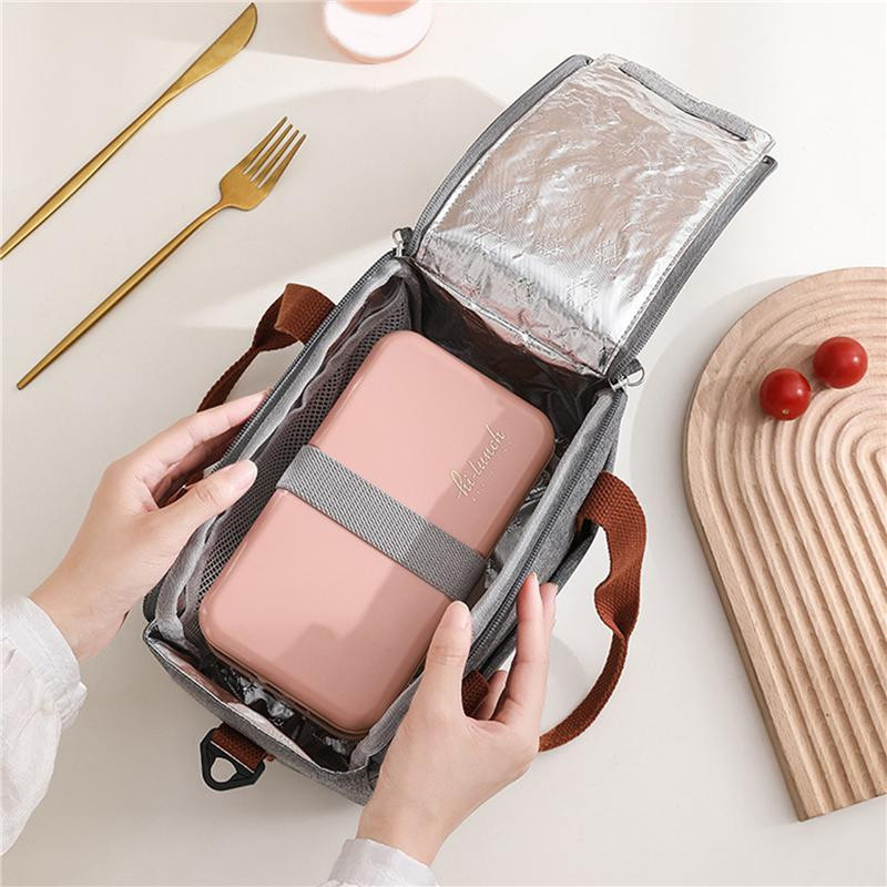Wärmeisolierte Lunchbox von Yiran Furniture als tragbare Bento-Tasche in Schwarz und Grau - Bild 3