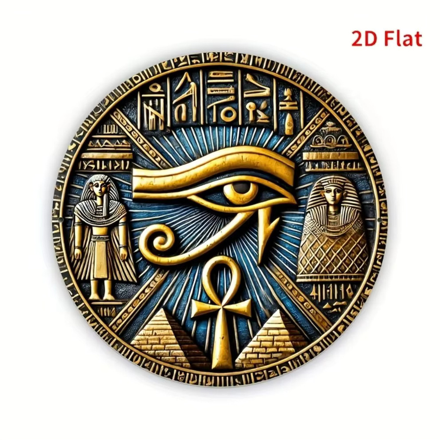Ägyptisches Totem Eisen Wandkunst Auge des Horus Anubis Ra in Gold-Blau von Potdemiel - Bild 2
