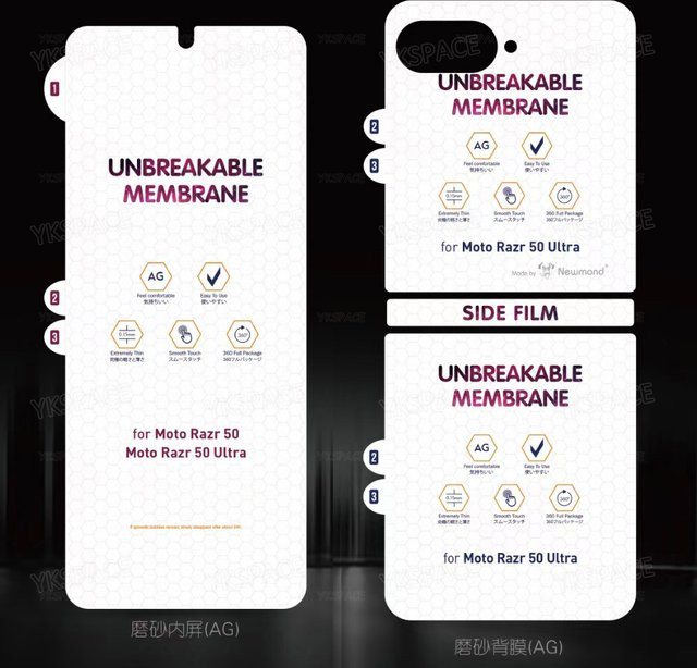 Matte Hydrogel Displayschutzfolie für Motorola Moto Razr 60, 50 und 40 Ultra Plus, Set für Vorder- und Rückseite, transparent - Bild 1