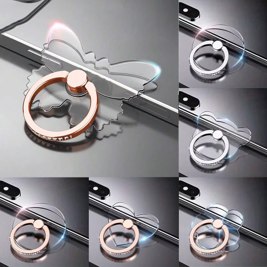 Kristalldiamant Telefonringhalter in Transparent und Weiß, 360 Grad drehbarer Universal-Fingergriffständer für alle Handys und Hüllen - Bild 2