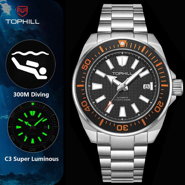 TOPHILL Armbanduhr Automatik, Edelstahl, Blau, Saphirglas, Herren - Bild 1
