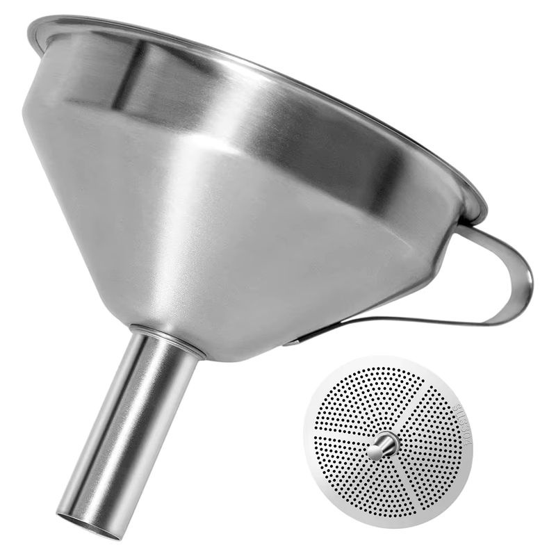 Edelstahl Trichter mit Feinmaschen-Sieb in Silber für das Bierbrauen und die Weinherstellung - Bild 7