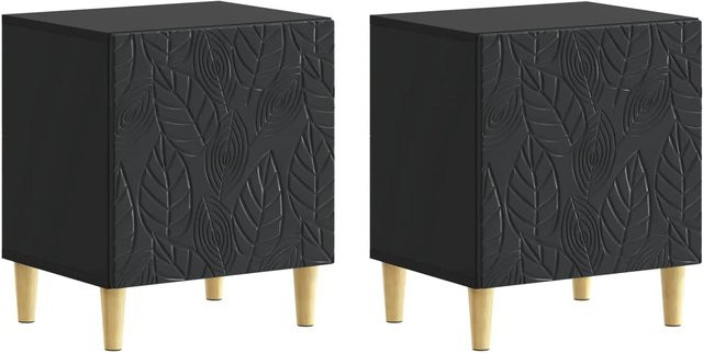 vidaXL Nachttisch Set 2 Stück Schwarz Modern aus Holzwerkstoff B: 43 cm, T: 34,5 cm, H: 50 cm - Bild 1