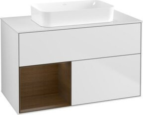 V&B Finion Waschtischunterschrank mit Wandbeleuchtung, Weiß lackiert, Breite: 100 cm, Tiefe: 60,3 cm - Bild 1