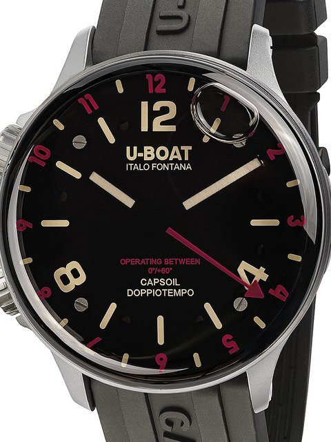 U-Boat Herrenuhr, Edelstahl, Quarz, GMT, 45 mm, Schwarz - Bild 1
