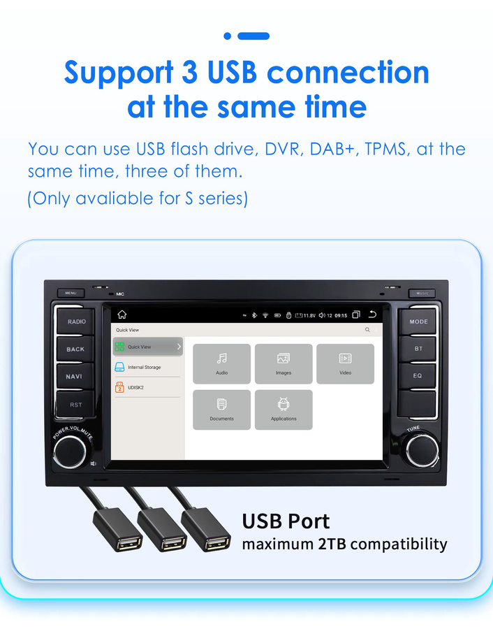 Hizpo Android 14 Autoradio mit Carplay, GPS und RDS für Volkswagen VW Touareg Multivan T5 Transporter 2004-2009, Schwarz - Bild 2