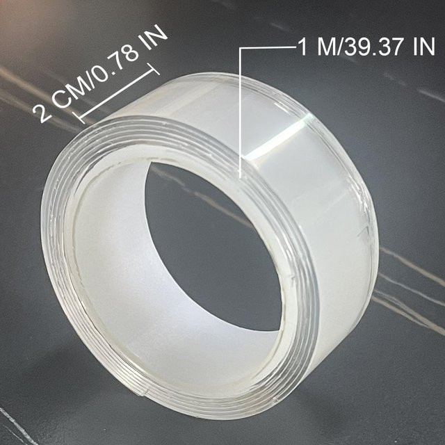 Nano doppelseitiges Klebeband aus Nano PU Gel, transparent, wiederverwendbar und spurlos entfernbar, Länge: 1 m - Bild 1