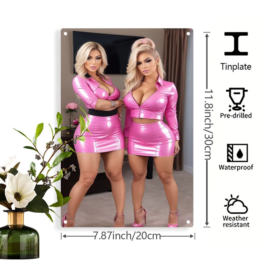 HELLOYOUNG Wandkunstschild aus Metall für Damen in Rosa, rechteckiges Wandbild zur Dekoration - Bild 3