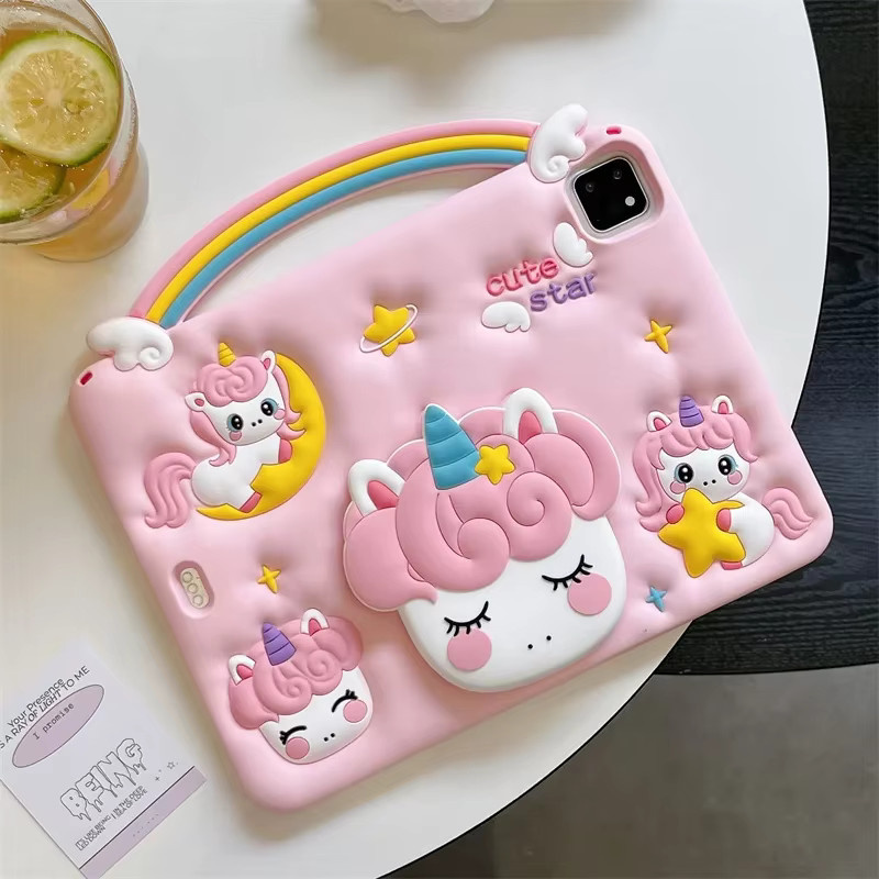 Einhorn Silikon Schutzhülle für Huawei MatePad SE 11 2024 oder Honor Pad X8a X9 2024 in Pink - Bild 2