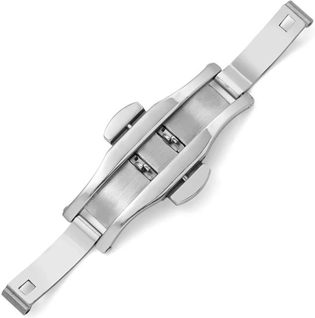 CAOWTAN Uhrenarmband-Knopf Schmetterlingsverschluss, Edelstahl, Silber, 21mm - Bild 1