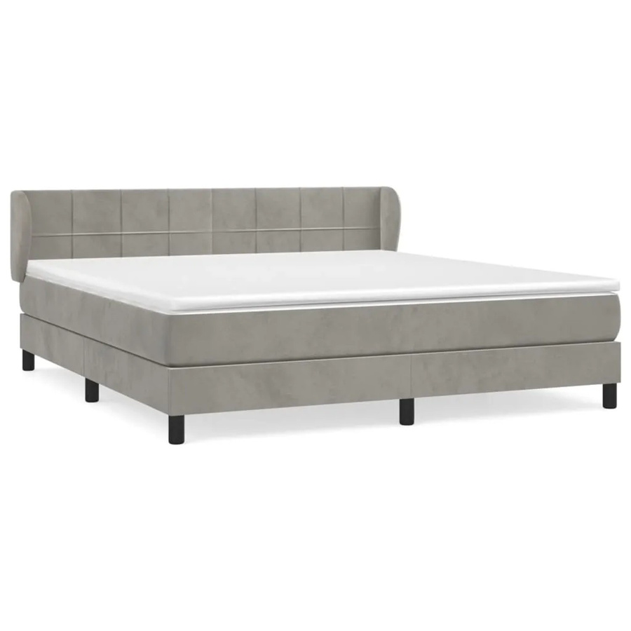 vidaXL Boxspringbett mit Matratze in Hellgrau, Hybrid-Design mit Taschenfederkern und Samtbezug, B/T: 160 x 200 cm - Bild 2