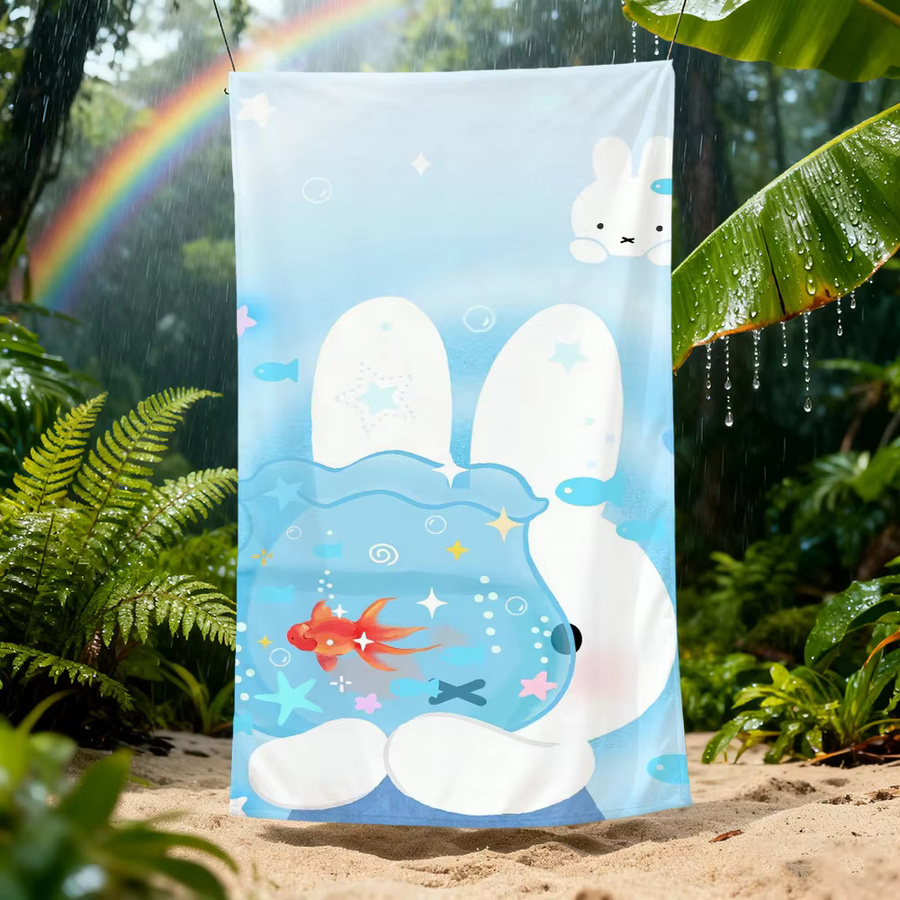 Miffy Handtuch mit Cartoon-Motiv, schnell trocknend und weich, ideal für Strand, Pool, Dusche und Sport - Bild 2