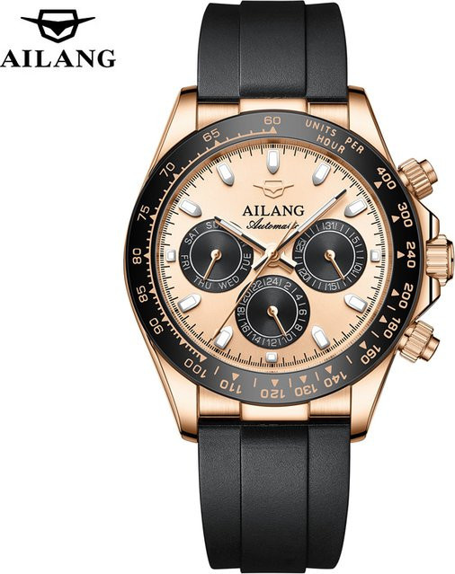 AILANG Armbanduhr Automatik, Silikon, Gold, Herren - Bild 1