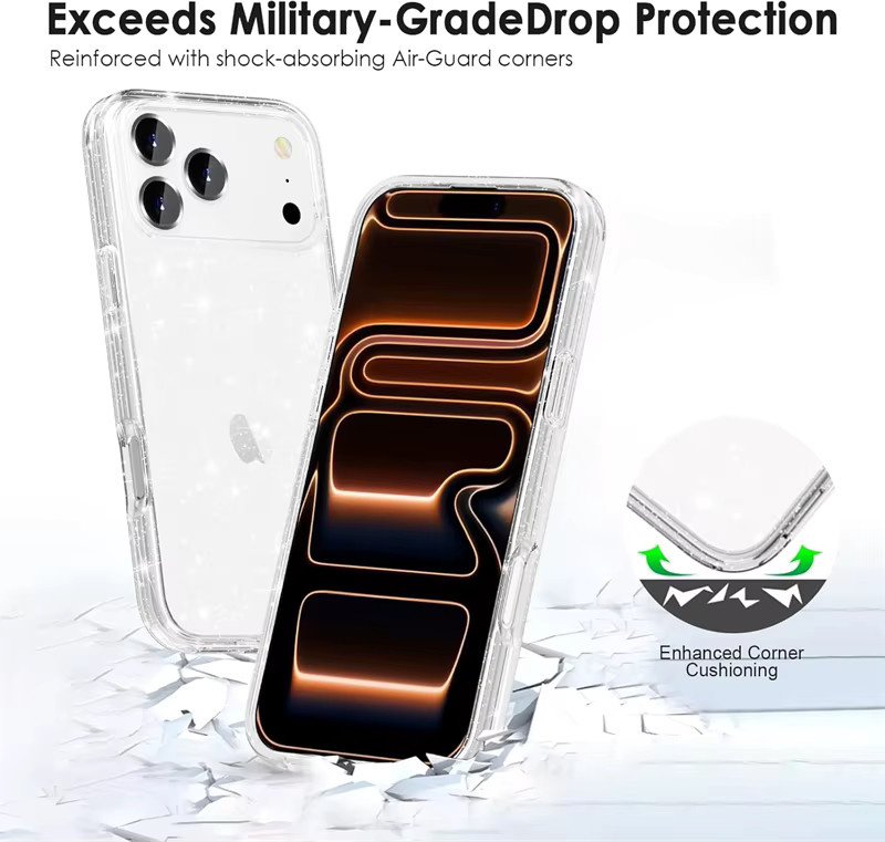 NMEGOU Glitzer Bling Soft Case Transparent für iPhone 17 Air 16E 15 14 13 12 11 Pro Max Plus - Bild 4