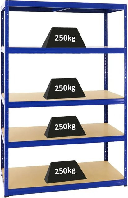 PROREGAL Schwerlastregal Big Elephant M aus Metall und MDF in Blau, H x B x T: 180 x 120 x 60 cm - Bild 1
