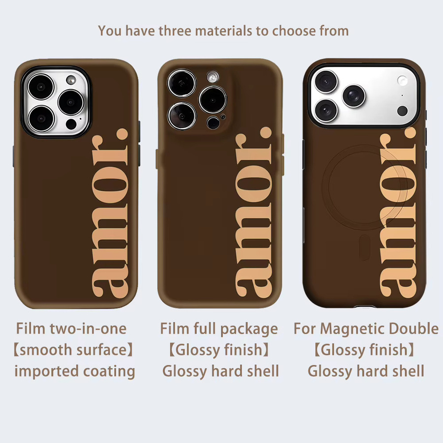 AmorPhone Schutzhülle für iPhone 17 16 15 14 13 Pro Max Plus mit Magnetfunktion, braun, robuste Doppel- und Einzelschicht-Hülle - Bild 2