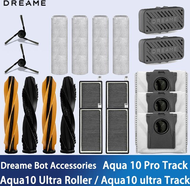 Dreame Ersatzteil-Set für BOT Aqua 10 Pro Track, Aqua 10 Ultra Roller und Aqua 10 Ultra Track Vacuüm mit Borstenfiltern und Staubbeuteln in Grau und Multicolour - Bild 1
