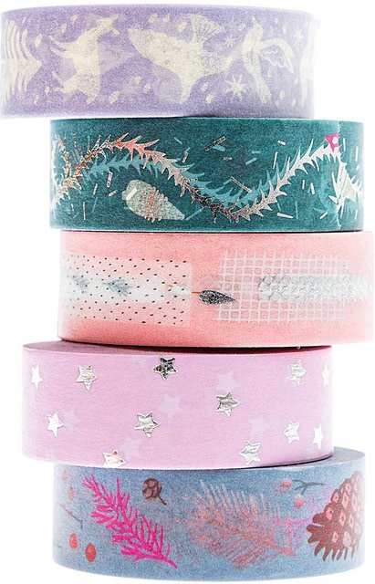 Rico Design Paper Poetry Washi Tape-Set Nostalgic Christmas in Pastell, 5 Stück, Multicolor, Breite: 1,5 cm, Länge: 10 m pro Rolle - Bild 1