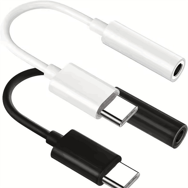 USB Typ-C auf 3,5-mm-Klinke Audioadapter für Kopfhörer und Aux, kompatibel mit iPhone 15 Pro Max und Samsung Galaxy S24 S23, Schwarz oder Weiß - Bild 1