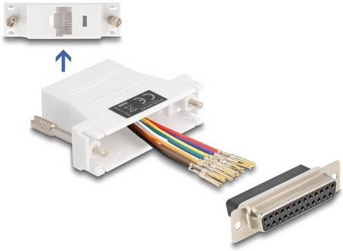 Delock 67117 VGA zu RJ45 Adapter in Weiß mit 1x D-SUB-Stecker 25pol. und 1x RJ45-Buchse für Ethernet/LAN - Bild 1