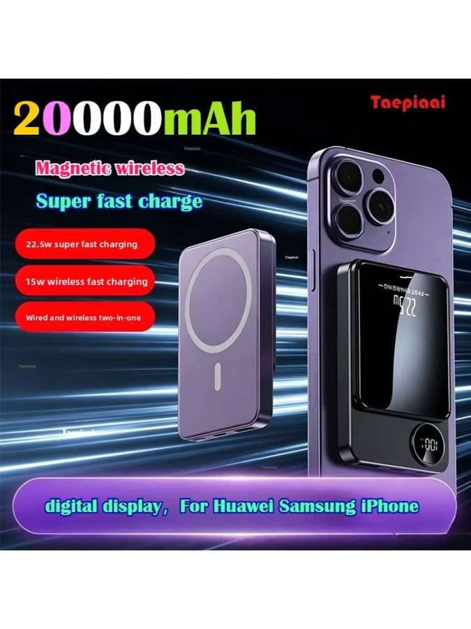 Taepiaai Magnetische Powerbank 20000 mAh in Grün mit schnellem Aufladen - Bild 6