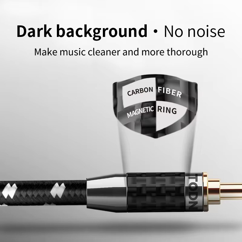 TODN 3,5mm Audiokabel mit 6N OFC-Kern und vergoldeten Steckern in Schwarz mit Kohlefaser-Gehäuse für Telefon, MP3 und Lautsprecher - Bild 2