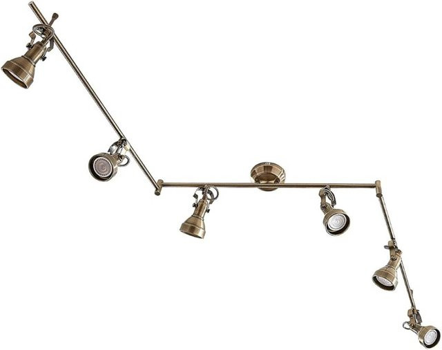Lindby Deckenlampe Perseas Retro Vintage Antik, 6-flammig, Bronze, Metall, GU10 - Bild 1