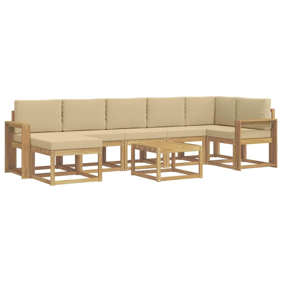 vidaXL Outdoor-Sofagarnitur 8-teilig aus Akazienholz mit Kissen in Weiß und Beige - Bild 2