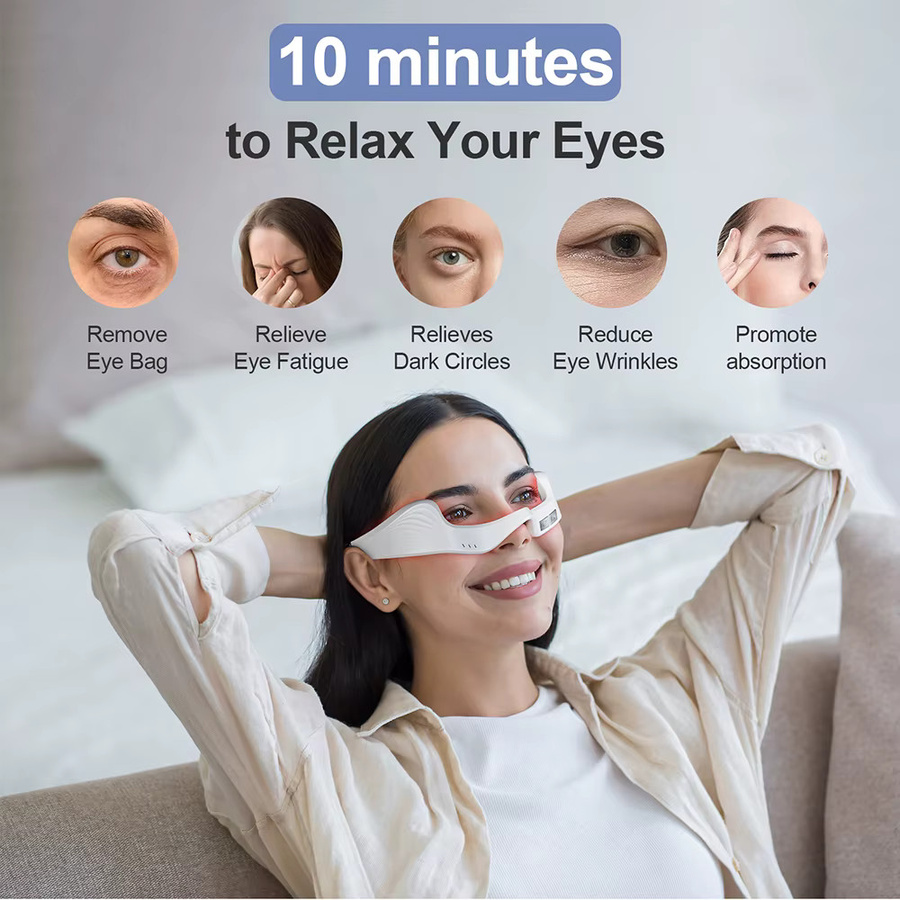 foreverlily Elektrische Augenmassagebrille mit Rotlicht-Therapie, weiß, Unisex - Bild 3