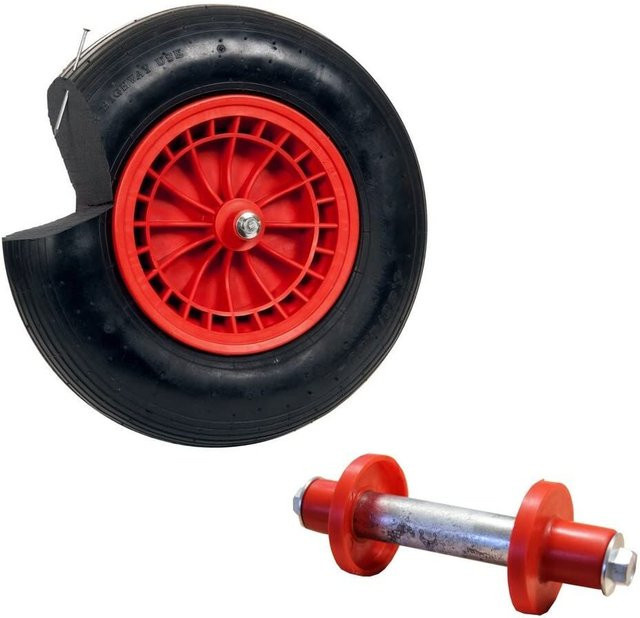 Pannenfreies Schubkarrenrad von der kleinen Handwerker inklusive Achse und Montagematerial, Farbe: Schwarz, Größe: 4.80/4.00-8 - Bild 1