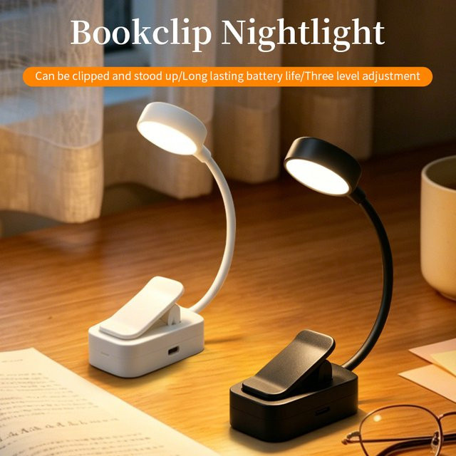 GGBEE LED-Schreibtischlampe in Weiß, wiederaufladbare Clip-Leuchte mit dimmbarer Touch-Steuerung und 3 Farbmodi für Studium und Lesen - Bild 1