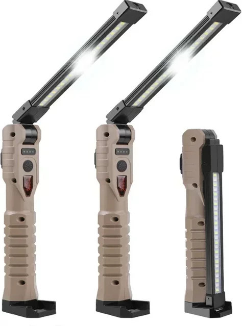 Heinast USB wiederaufladbare LED-Arbeitsleuchte in Schwarz mit 1000 Lumen, COB-Laterne mit Betriebskapazitätsanzeige und Griff für Autoreparaturen und Outdoor-Einsätze - Bild 1