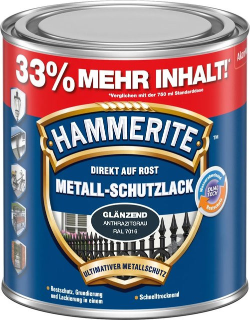 Hammerite Metall-Schutzlack Anthrazitgrau RAL 7016 glänzend - Bild 1