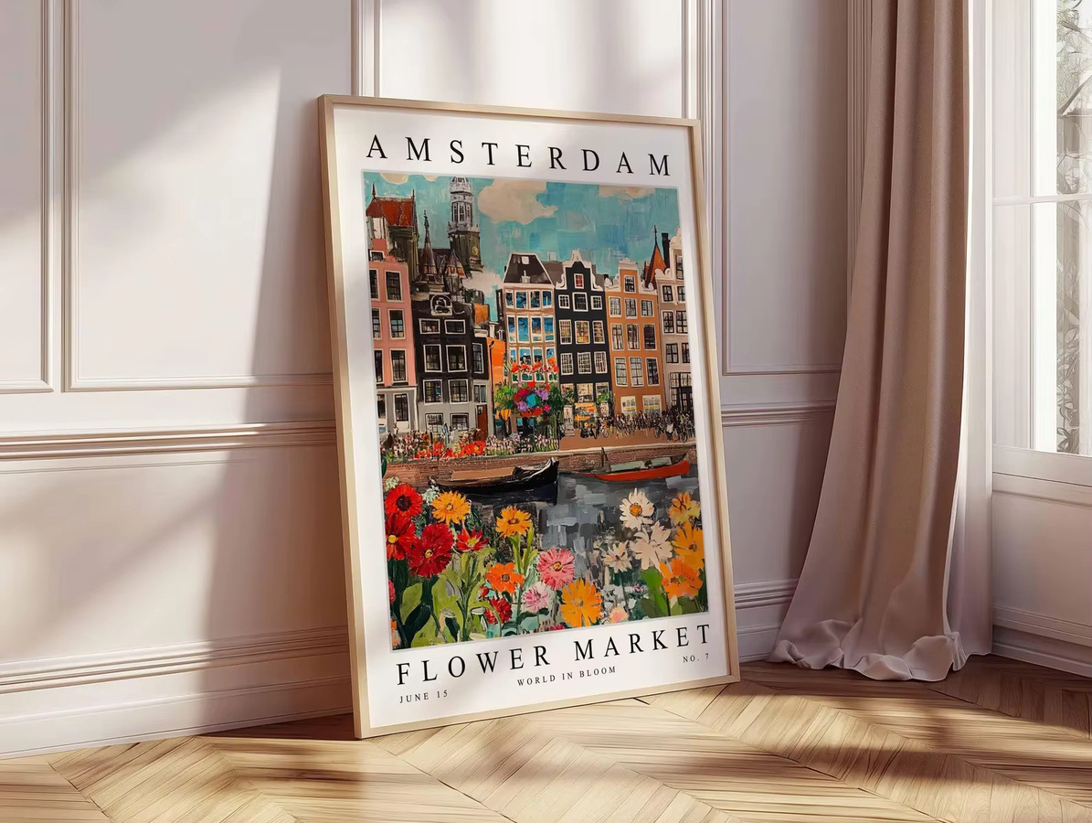 Amsterdam Blumenmarkt Poster Vintage Botanischer Druck Multicolour Wandkunst - Bild 3