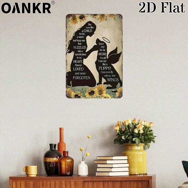 OANKR Vintage Haustier-Gedenktafel aus Metall mit Sonnenblumen-Design, Wandkunst in Mehrfarben, B/H: 30,0 x 20,0 cm - Bild 1
