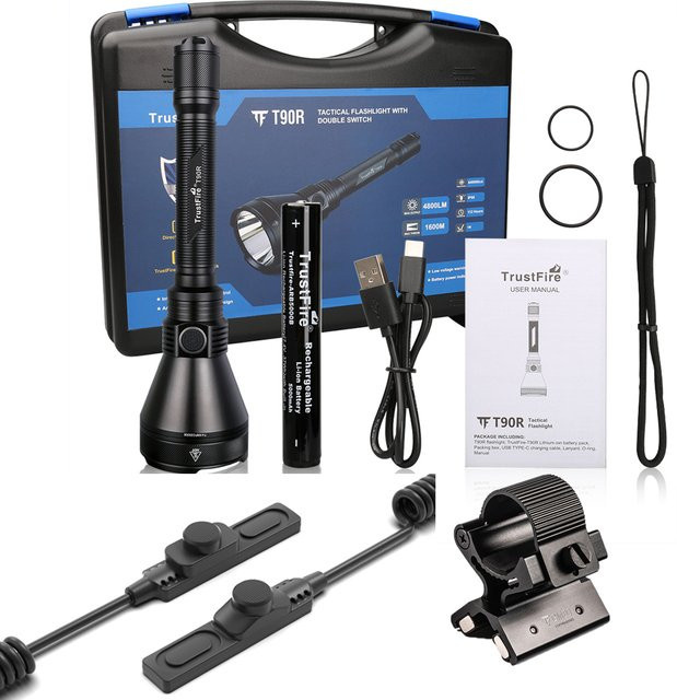 Trustfire T90R LED-Jagdtaschenlampe, 4800 Lumen, Schwarz, wiederaufladbar via USB-C - Bild 1