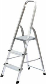 MUNK Standard-Haushaltsleiter aus Aluminium mit 3 Stufen in Silber - Bild 1