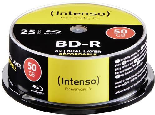 Intenso Blu-ray BD-R DL Rohlinge 50GB 25er Spindel Multicolor - Bild 1