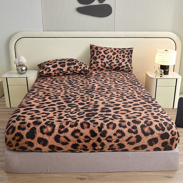 Bettlaken mit Leopardenmuster von ZHENXISHUSHIMOXI in Braun und Multicolour, Breite: 90 cm, Tiefe: 200 cm - Bild 1