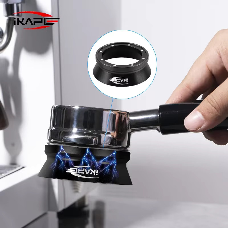IKAPE Espresso Magnetischer Dosiertrichter für 51mm, 54mm und 58mm Bodenlose Siebträger in Schwarz/Silber - Bild 2