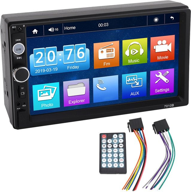 DIYelecs 7-Zoll Touchscreen Head Unit mit Wireless Carplay, Android Auto und Bluetooth, MP5 Multimedia Receiver für das Auto, Blau - Bild 1