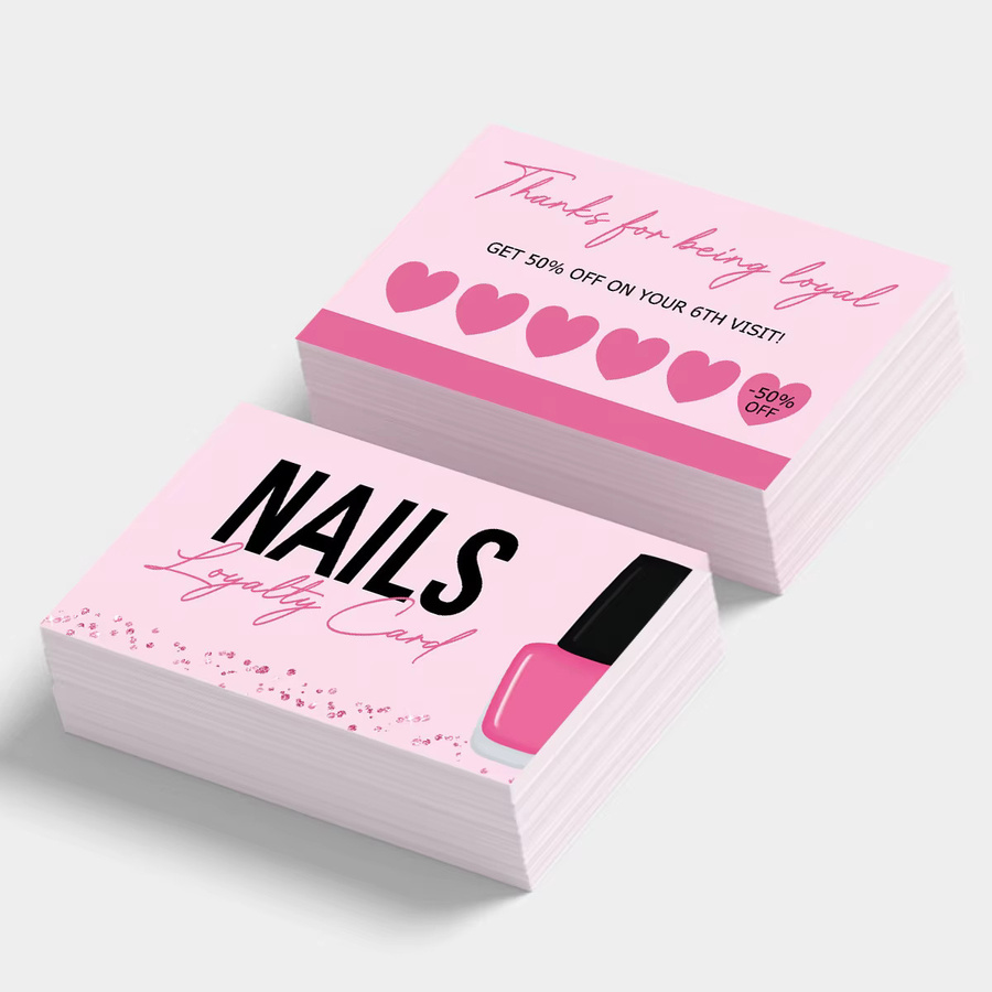50 Stück Visitenkarten-Nägel in Pink für Loyalitätskarten und Rabattkarten zur Papierpräsentation - Bild 1