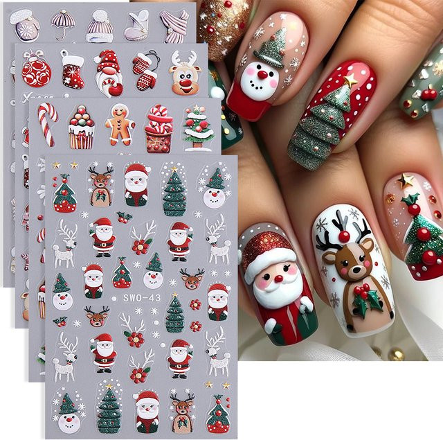 SWEET TREND Nagelaufkleber Weihnachten, 2/4 Stück, Glänzend - Bild 1