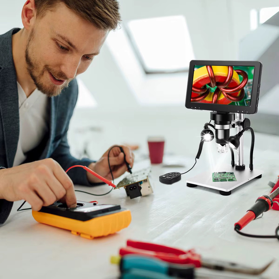 TOMLOV DM9 Professionelles Digitalmikroskop mit 1200-facher Vergrößerung, 7-Zoll-LCD und verstellbarem Display in Schwarz - Bild 3