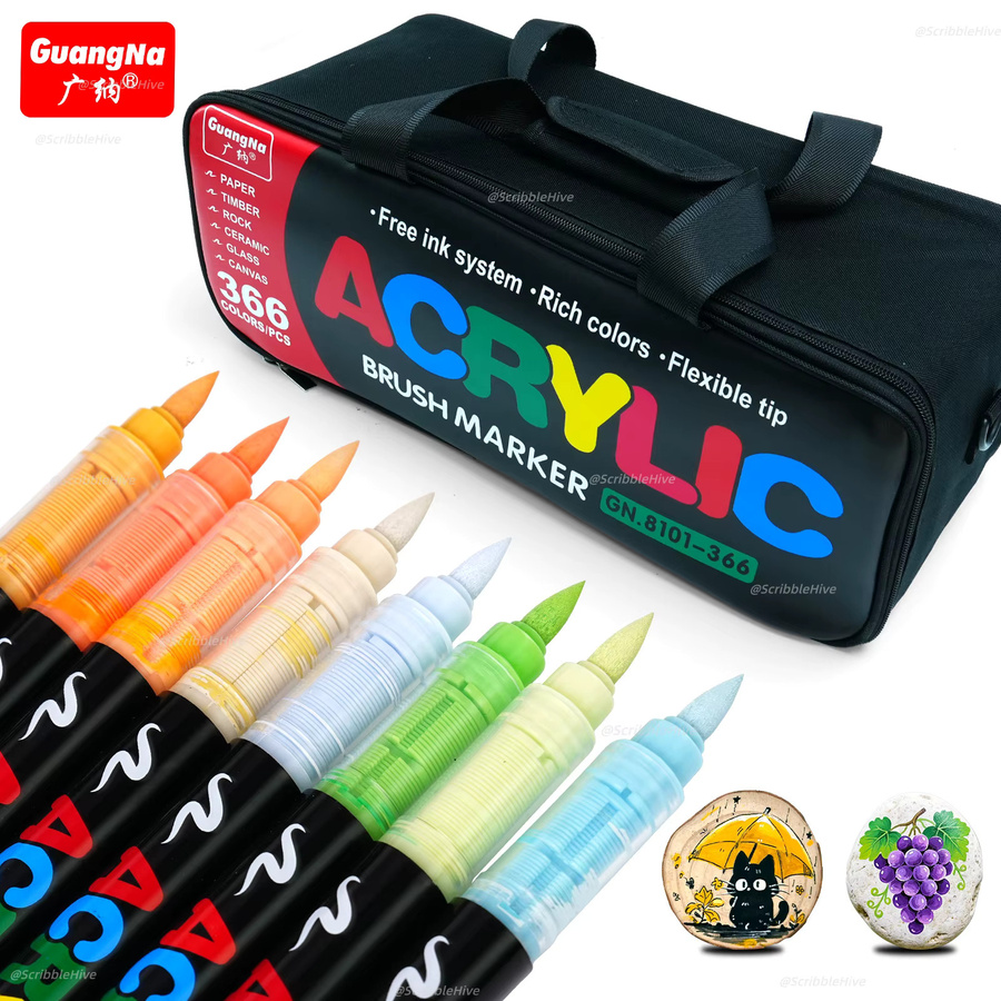 Professionelle Acryl-Farbmarker Set mit 366 Farben und weicher Pinselspitze für DIY-Handwerk in Multicolour - Bild 6