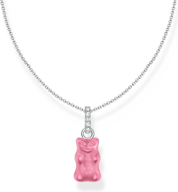 Thomas Sabo Kette mit pinkem Goldbären Anhänger, 925 Silber, Zirkonia, 40-45 cm, Damen - Bild 1