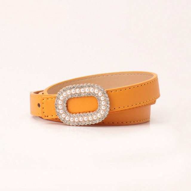 Gürtel Damen, Perlen, Strass, gelb, 103 cm - Bild 1